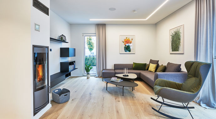 Wohnbereich Musterhaus Relax von Fertighaus WEISS