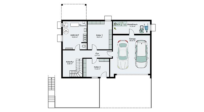 Grundriss Kellergeschoss Kundenhaus Tischer von STREIF Haus