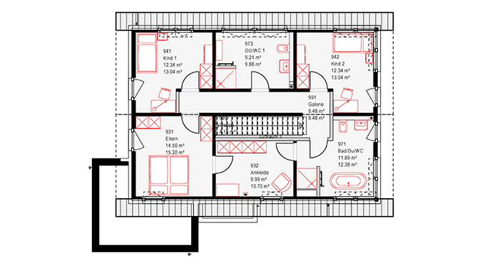 Okal Haus Musterhaus Berlin/Werder Grundriss Dachgeschoss