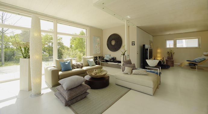 J.M. Offner Fertighaus Musterhaus Mannheim Box Wohnbereich