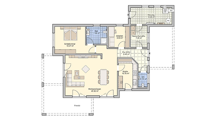 Grundriss Bungalow Nivelo von Fingerhut Haus