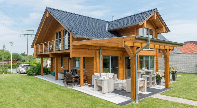 Fullwood Wohnblockhaus Haus Münsterland Außenansicht Terrasse