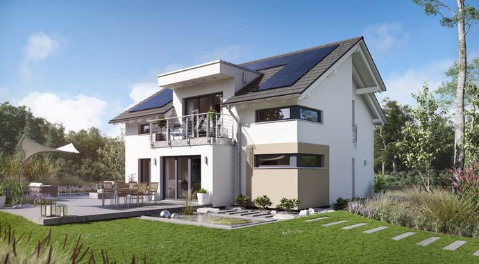 Außenansicht Musterhaus Mannheim von Schwabenhaus