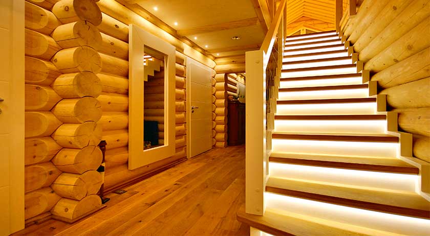 LéonWood Blockhaus Neu Finnland Treppenhaus