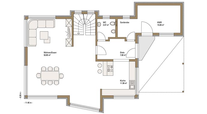Fertighaus Weiss Musterhaus Erlangen Erdgeschoss