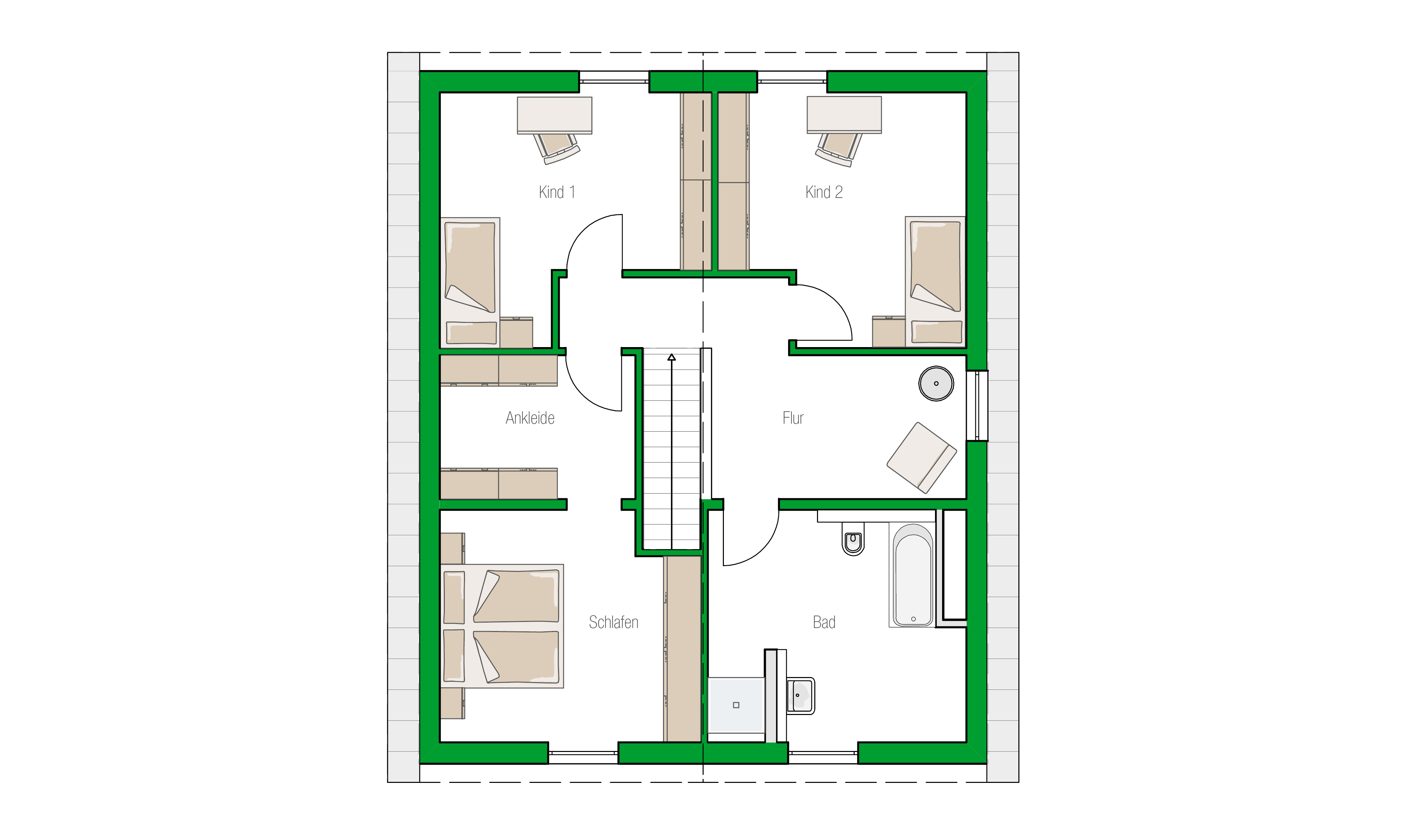 Grundriss Dachgeschoss Einfamilienhaus Aachen von HELMA Eigenheimbau
