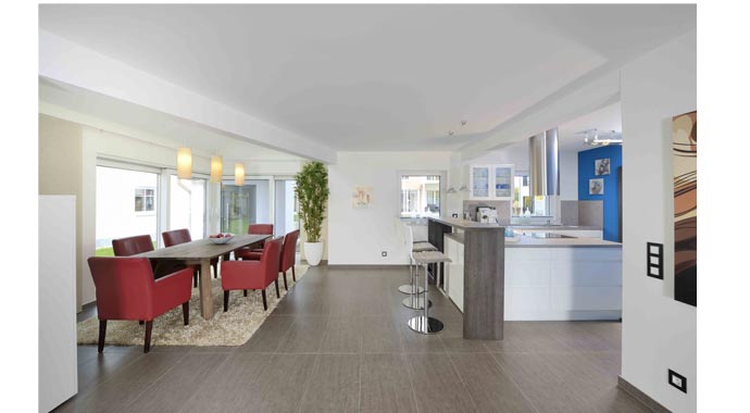 Musterhaus Poing-Grub von Kampa Essbereich und Küche