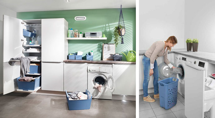 Die Hailo Laundry Area besteht aus vielen intelligenten Einbaumodulen.
