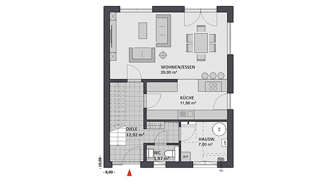Grundriss Erdgeschoss Concept Design 122 edition von Favorit Massivhaus