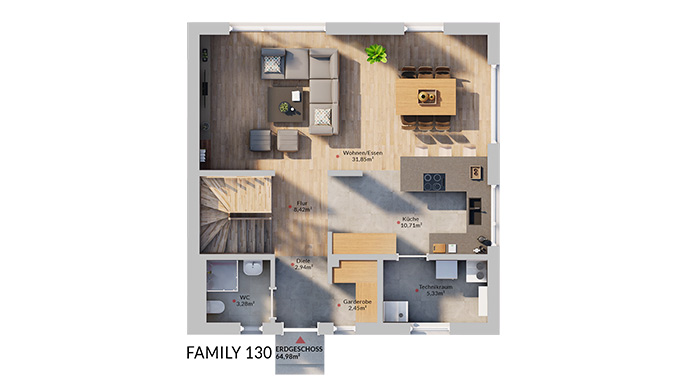 Grundriss Erdgeschoss Family 130 von Dan-Wood Family