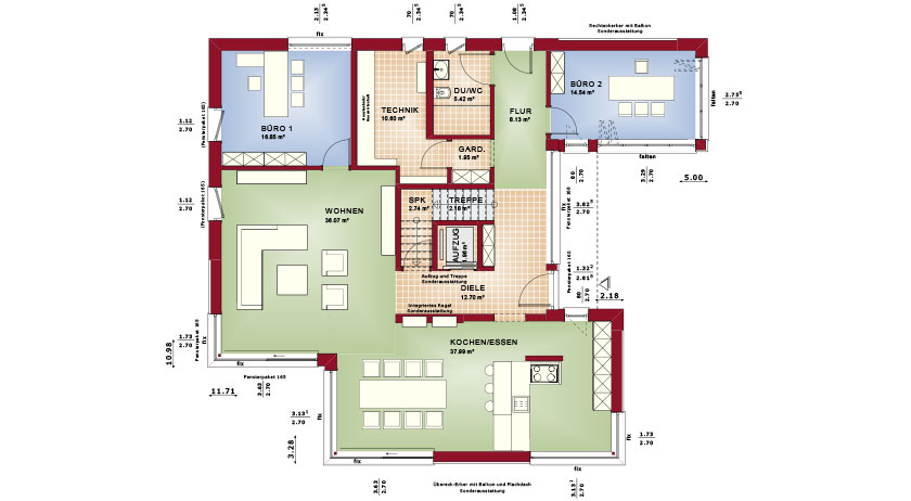 Bien-Zenker Stadtvilla Concept-M 211 Mannheim Grundriss Erdgeschoss