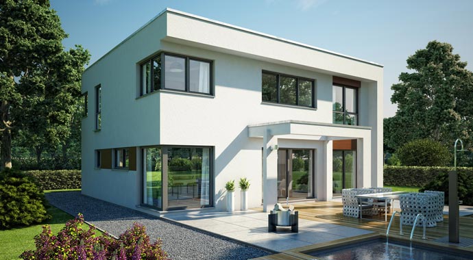 ELK Fertighaus Musterhaus ELK Effizienzhaus 189 Außenbereich