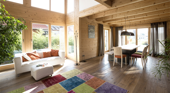 Chiemgauer Holzhaus Haus Chieming Wohnbereich