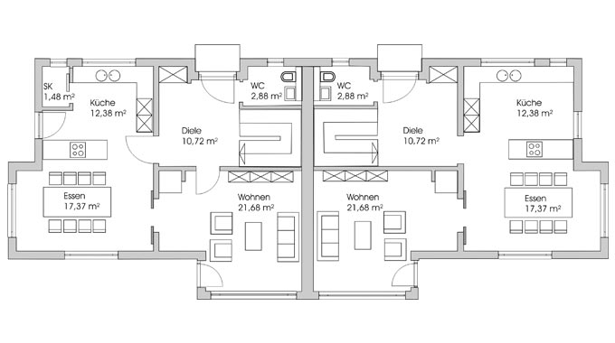 Fischerhaus Mehrfamilienhaus Cassia Z-173 Grundriss Erdgeschoss