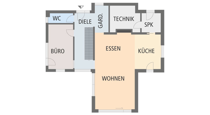Grundriss Erdgeschoss Musterhaus Concept-M 170 von Bien-Zenker