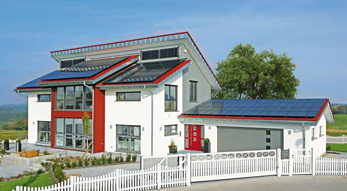 Fertighaus Weiss Musterhaus Plusenergiehaus Style Außenansicht