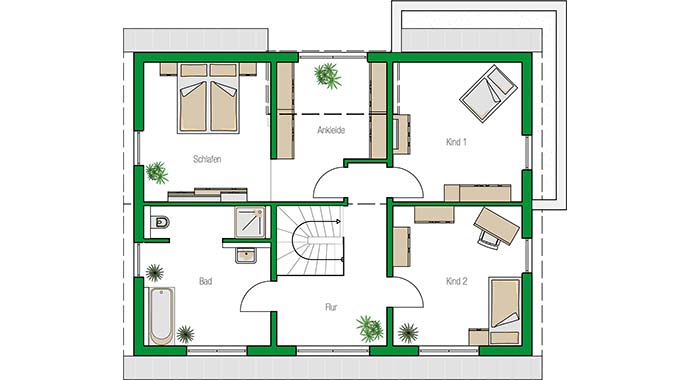 Grundriss Dachgeschoss Einfamilienhaus Treviso von HELMA Eigenheimbau
