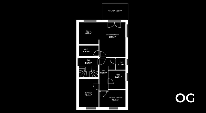 Grundriss Obergeschoss Premium 71-79 von FAVORIT Massivhaus