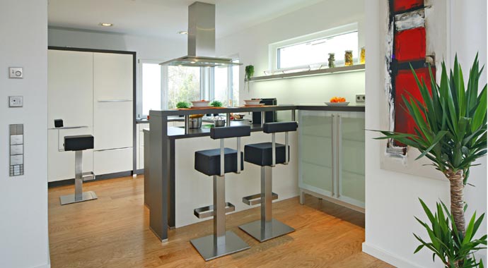 Fertighaus Weiss Musterhaus Vario Classic Küche