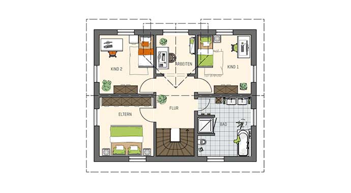 Grundriss Dachgeschoss Uno 2.0 - Musterhaus Leipzig von FingerHaus
