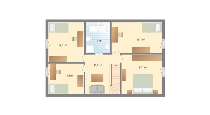 Danhaus Haus Glücksburg Grundriss Obergeschoss