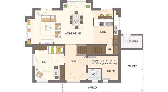 Grundriss Erdgeschoss Musterhaus SENTO 503 von FingerHaus