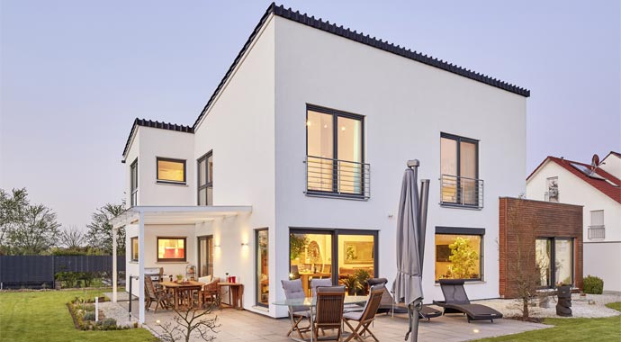 Luxhaus Pultdach Klassik 197 Außenansicht