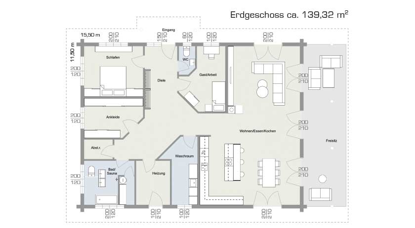 Grundriss Blockhaus Espoo deluxe von LéonWood