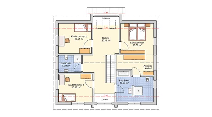 Grundriss Dachgeschoss Musterhaus Erlangen von Fingerhut Haus