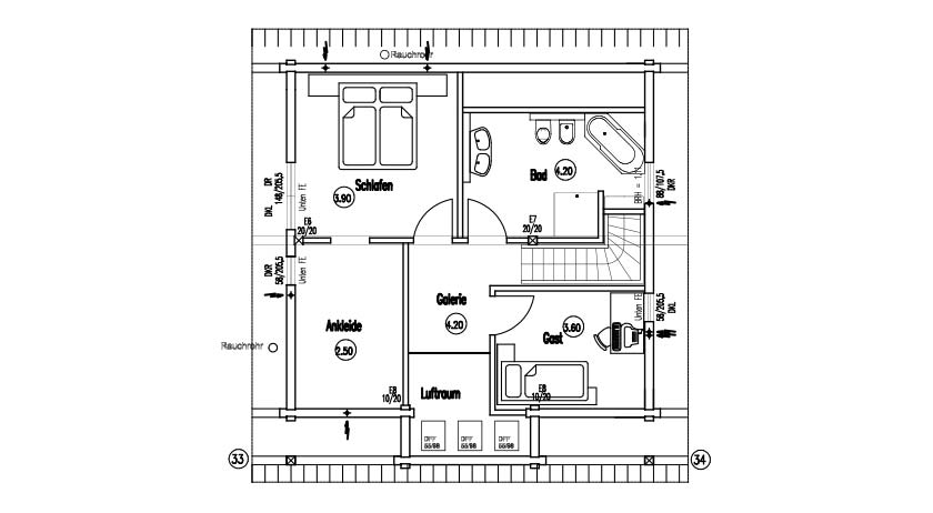 Fullwood Haus auf der Röth Grundriss Dachgeschoss