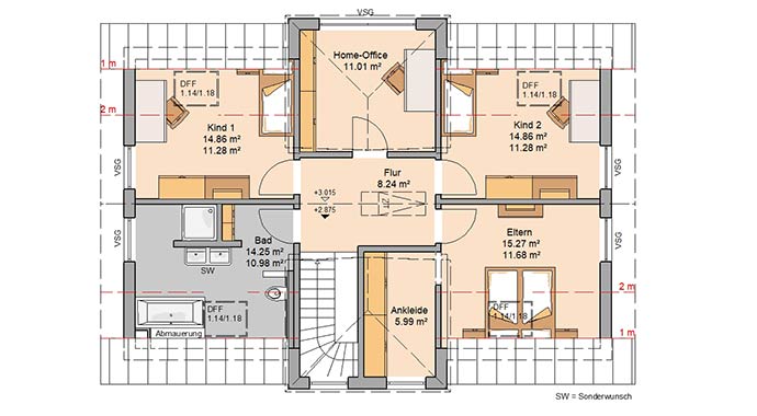Grundriss Dachgeschoss Familienhaus Auro von Kern-Haus