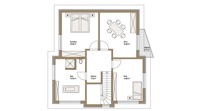 Fertighaus Weiss Musterhaus Vario Classic Dachgeschoss