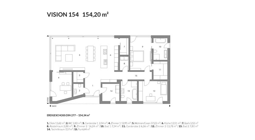 Grundriss Bungalow VISION154