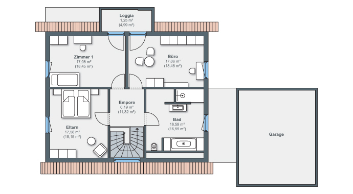 Grundriss Dachgeschoss Musterhaus Köln – generation5.5 200 von WeberHaus