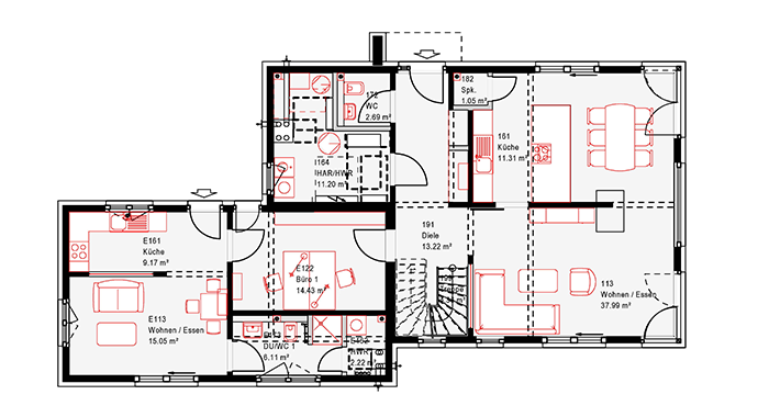 OKAl Haus Musterhaus Estenfeld Grundriss Erdgeschoss