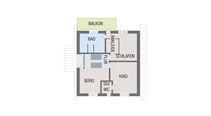 Grundriss Obergeschoss Sonnenhaus Löwenstein von Poroton