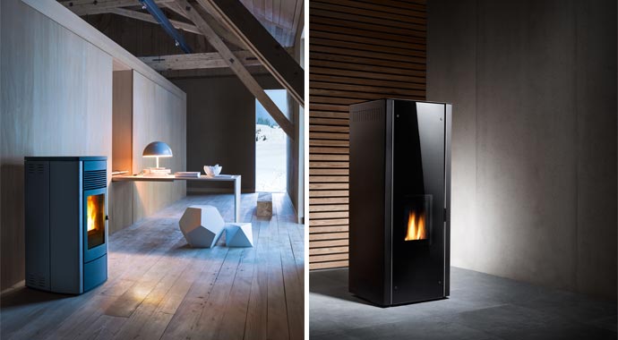 Pelletofen Ego Hydromatic 12 von MCZ und Logastyle Lamina von Buderus