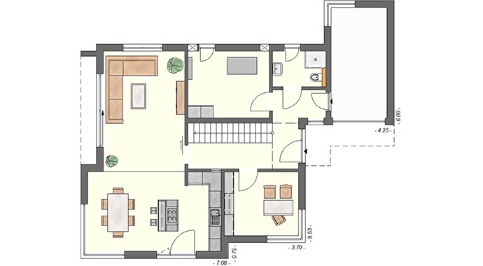 Grundriss Erdgeschoss Musterhaus Linea von Partner Haus