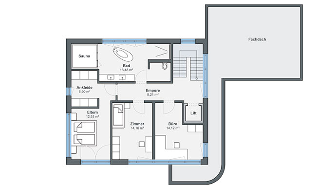 Grundriss Obergeschoss Musterhaus Günzburg von WeberHaus