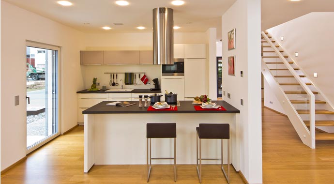 Fertighaus Weiss Musterhaus Plusenergiehaus Future Mannheim Küche