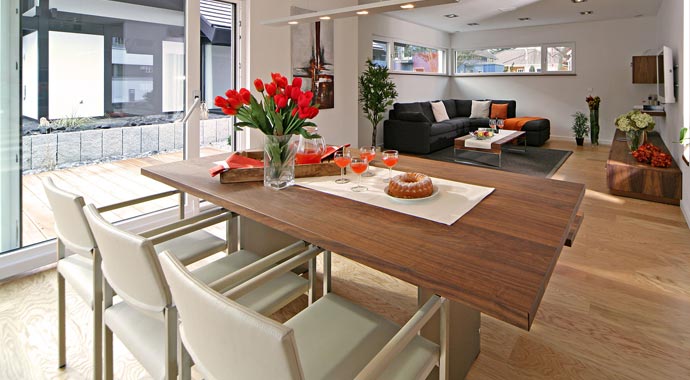 Fertighaus Weiss Plusenergiehaus Fellbach Emotion Essbereich