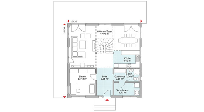 Grundriss Erdgeschoss Kundenhaus Park 181 W von Dan-Wood