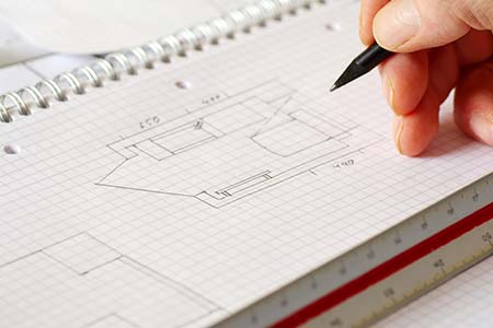 Skizze eines Hausentwurfs