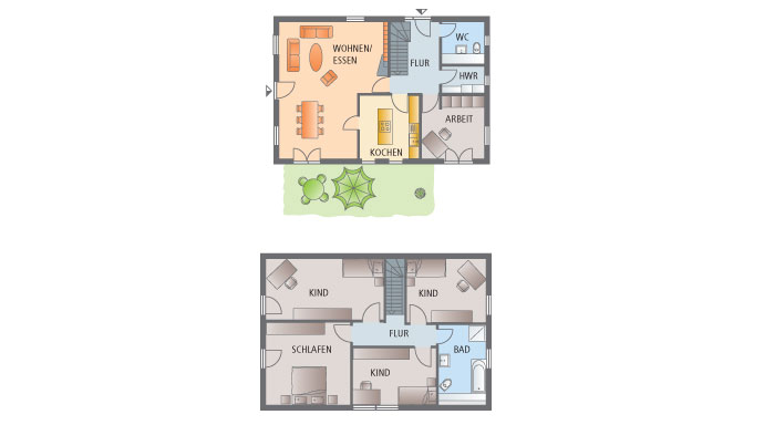 Grundriss ICON 4 mit Quergiebel von Dennert Massivhaus