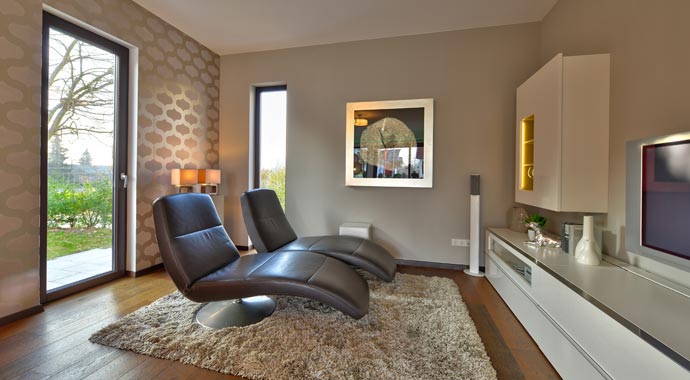 Regnauer Hausbau Musterhaus Vita Cube Fellbach Wohnbereich