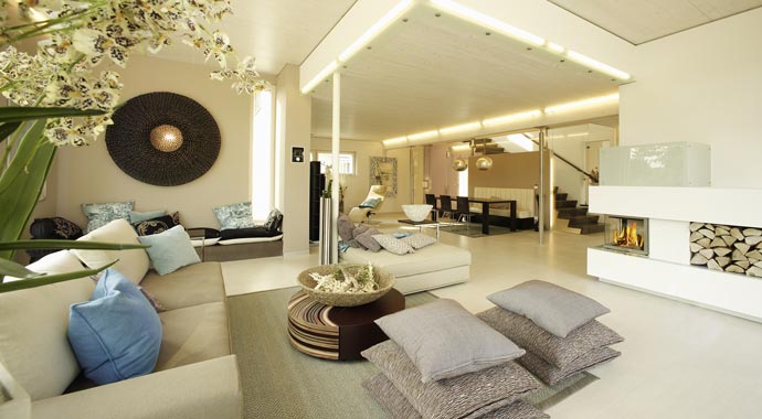 J.M. Offner Fertighaus Musterhaus Mannheim Box Wohnbereich