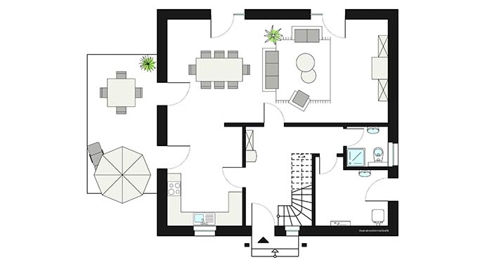 Grundriss Erdgeschoss ProFamily 145 von ProHaus