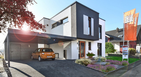 Musterhaus Stuttgart von Rötzer-Ziegel-Element-Haus Außenansicht
