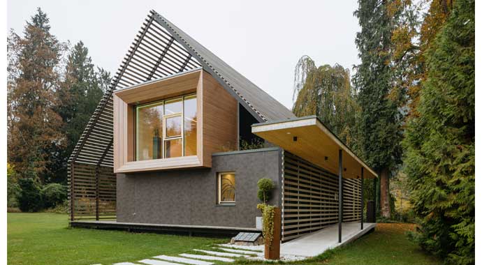Außenansicht Passivhaus Eisenstraße von Loxone