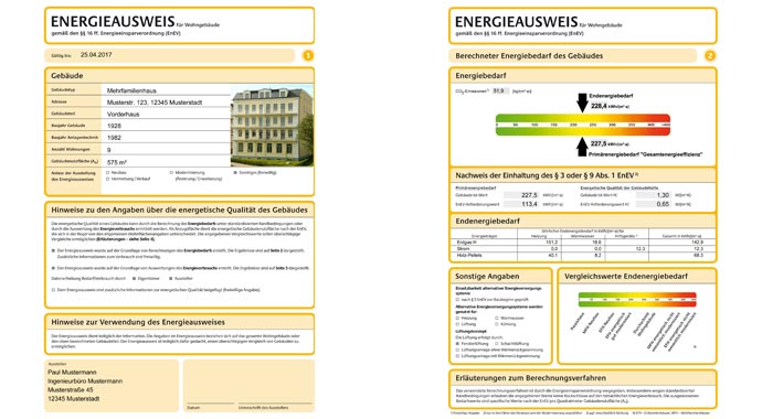 Energieausweis für Wohngebäude.